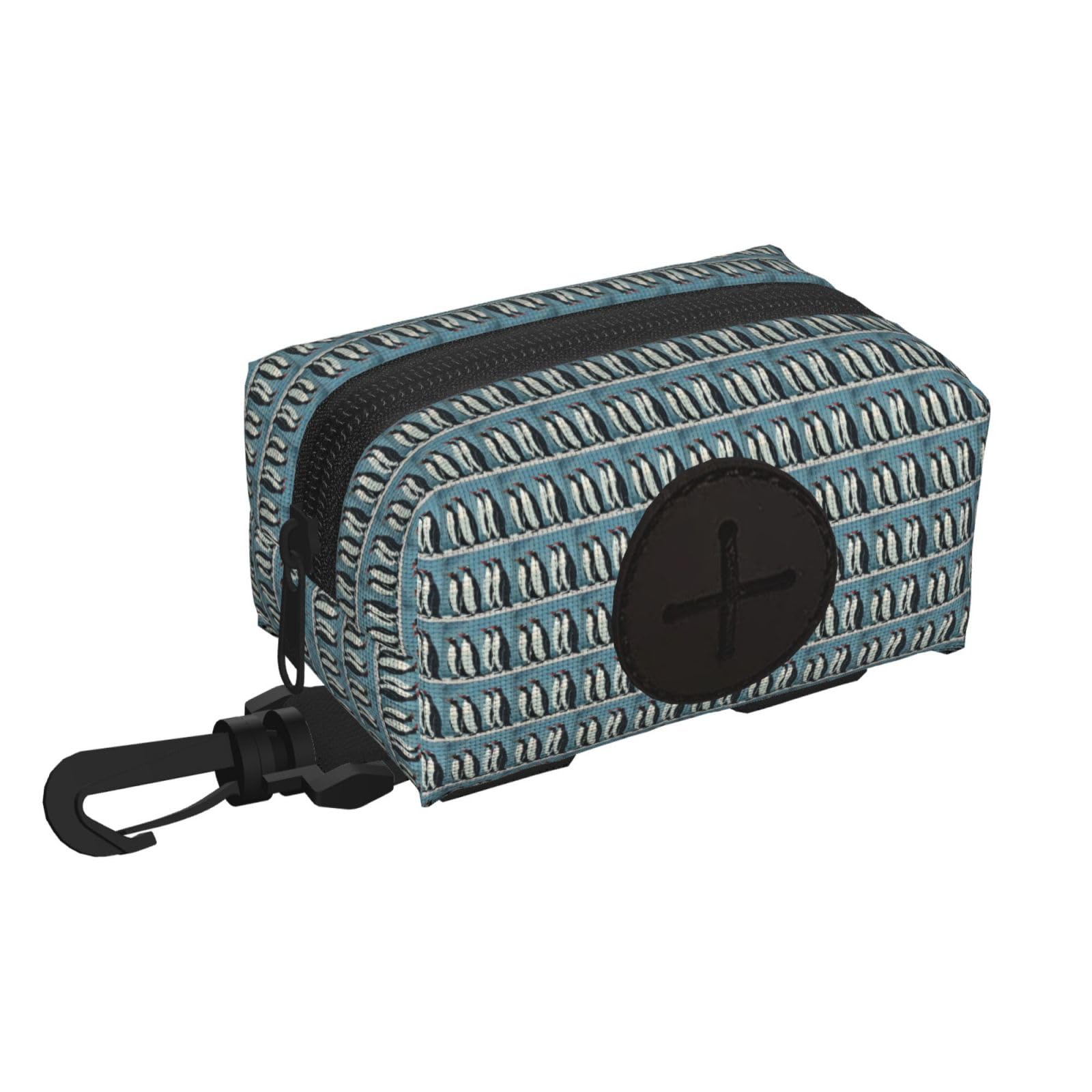 Pphgut Black Penguin Print Waterproof Pet Waste Treat Bag Outdoor Walking Hiking Pouch Camping Accessory