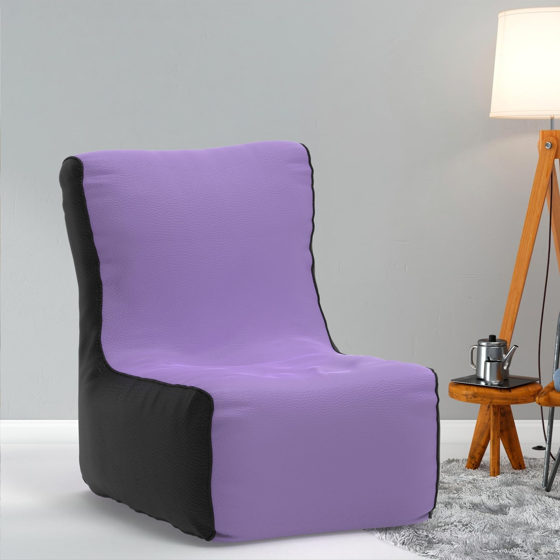 Bean Bag Chair Cover | Size: 0XL | Color: Lavender Black | Without Beans | Premium Leatherette Cover (CMF 1423)-image-22