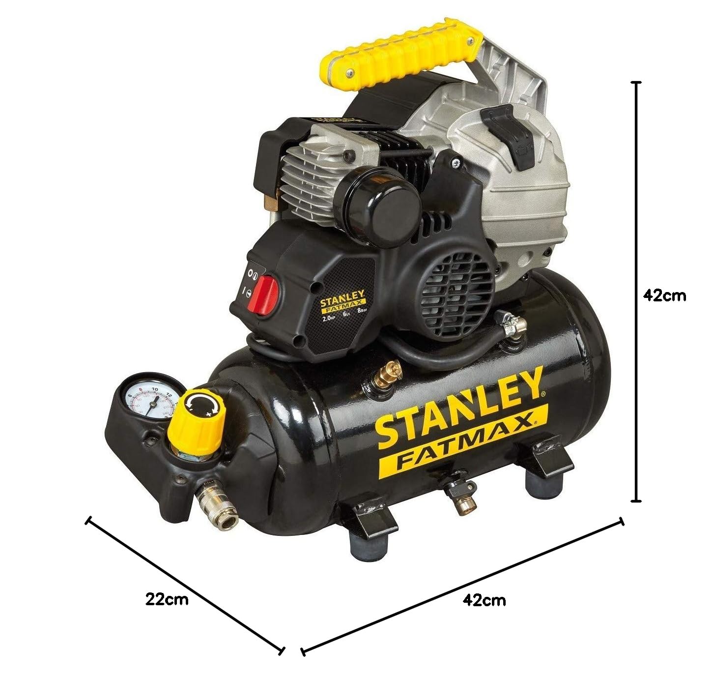 Stanley 2017203 Compresor HY 227/8/6E (compacto; eléctrico; presión 8bar; 15 kg; tanque 6l; potencia del motor: 2 CV)