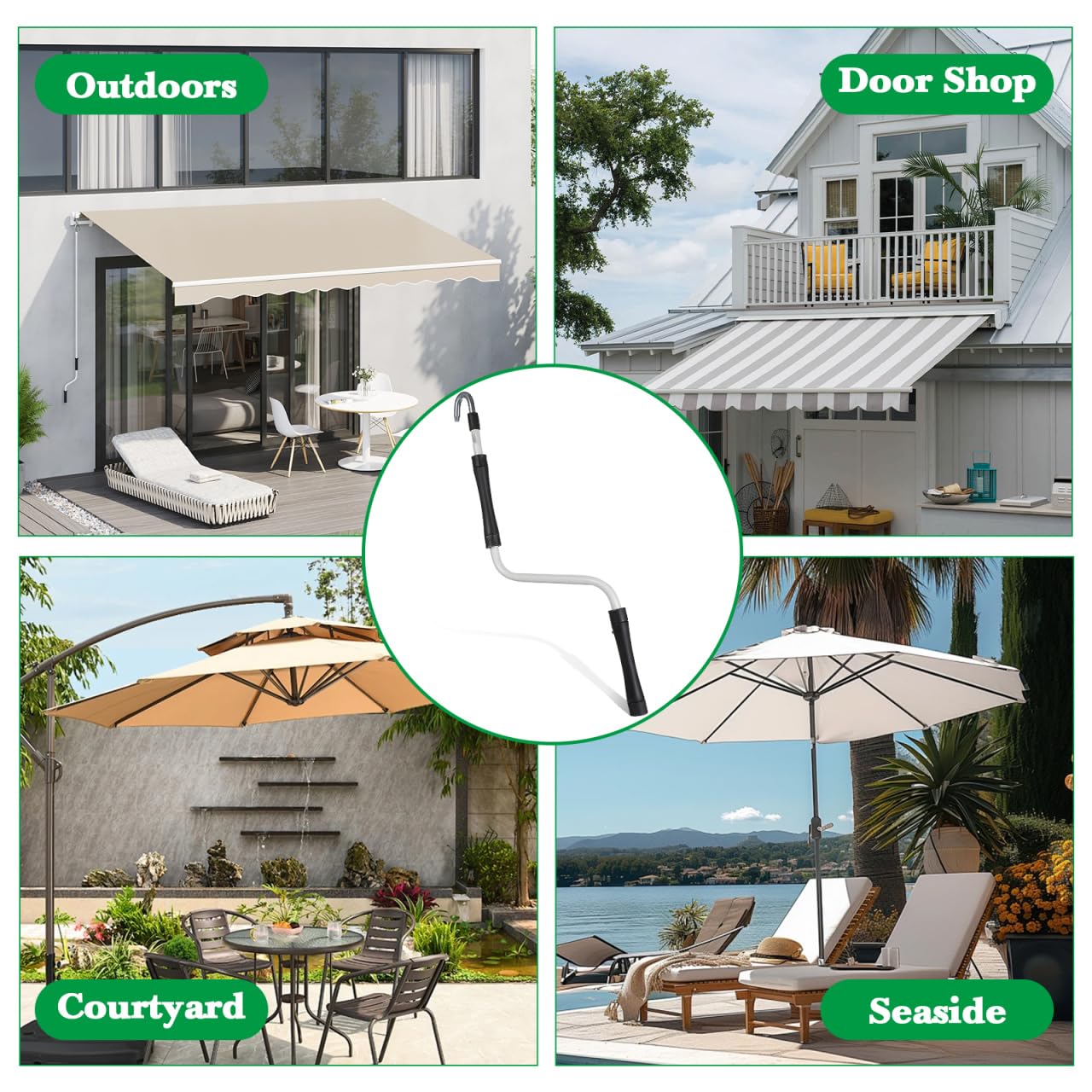 PRETYZOOM Manivelle pour Store Banne 21.65X8.27X0.98 Pouces Poignée Ergonomique Accessoire Manuel Compatible Volets Roulants Auvent Protection Soleil Pluie