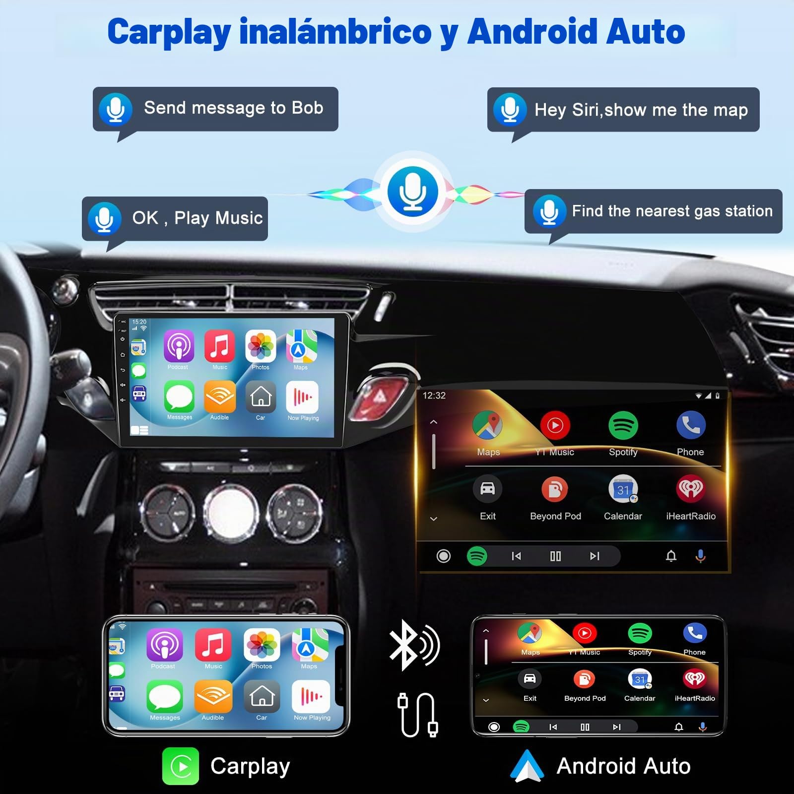 [2G+64G] Android Radio Coche para Citroën C3/MK2SC 2009-2016（Left-Hand Drive con Wireless Carplay y Android Auto, Radio de Coche con Pantalla Táctil de 9 Pulgadas con GPS/WiFi/Bluetooth/EQ/FM RDS
