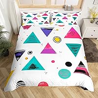 Vista 20 de Memphis - Juego de funda de edredón – Ropa de cama vintage amarillo púrpura con patrón de estilo retro, formas geométricas, ilustraciones