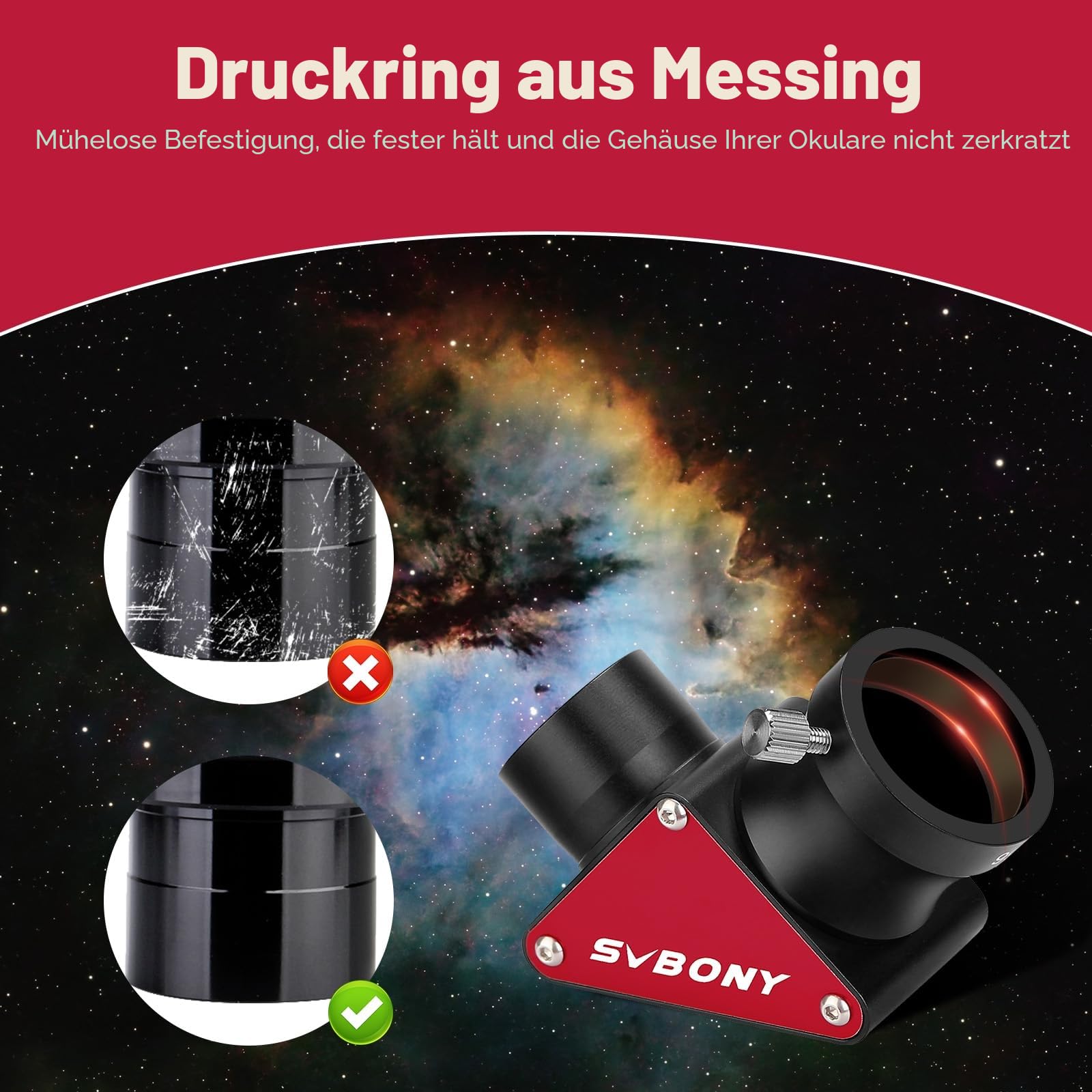 Svbony SV188P Zenitspiegel, 1,25 Zoll 90 Grad Dielektrikum Diagonaladapter, 99% Reflexionsvermögen Aufrechtes Bild, Metall Diagonalspiegel Teleskop Zubehör für Stargazer Observation Sky