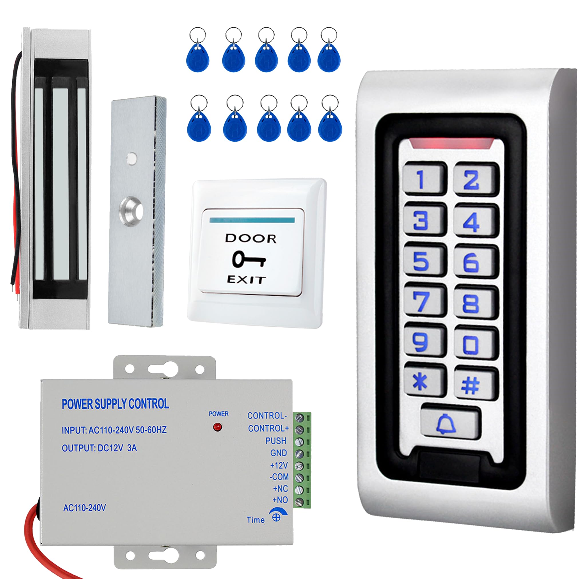 Access Control System Kit, 180kg/350lb Magnetic Lock