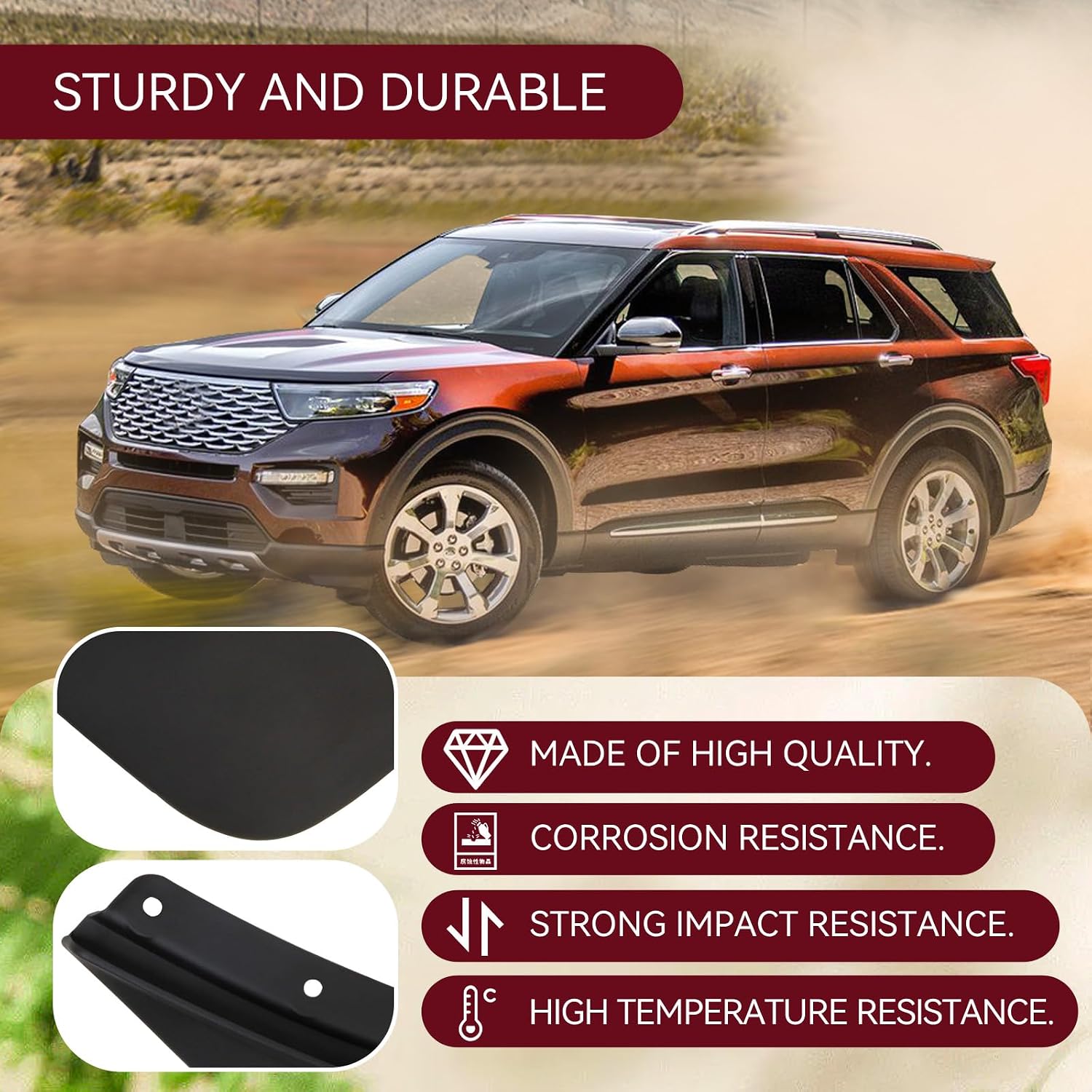 MITZONE Mud Flaps Splash Guards mudguards Compatible with 2011-2019 Ford Explorer Front Rear 4pc Set