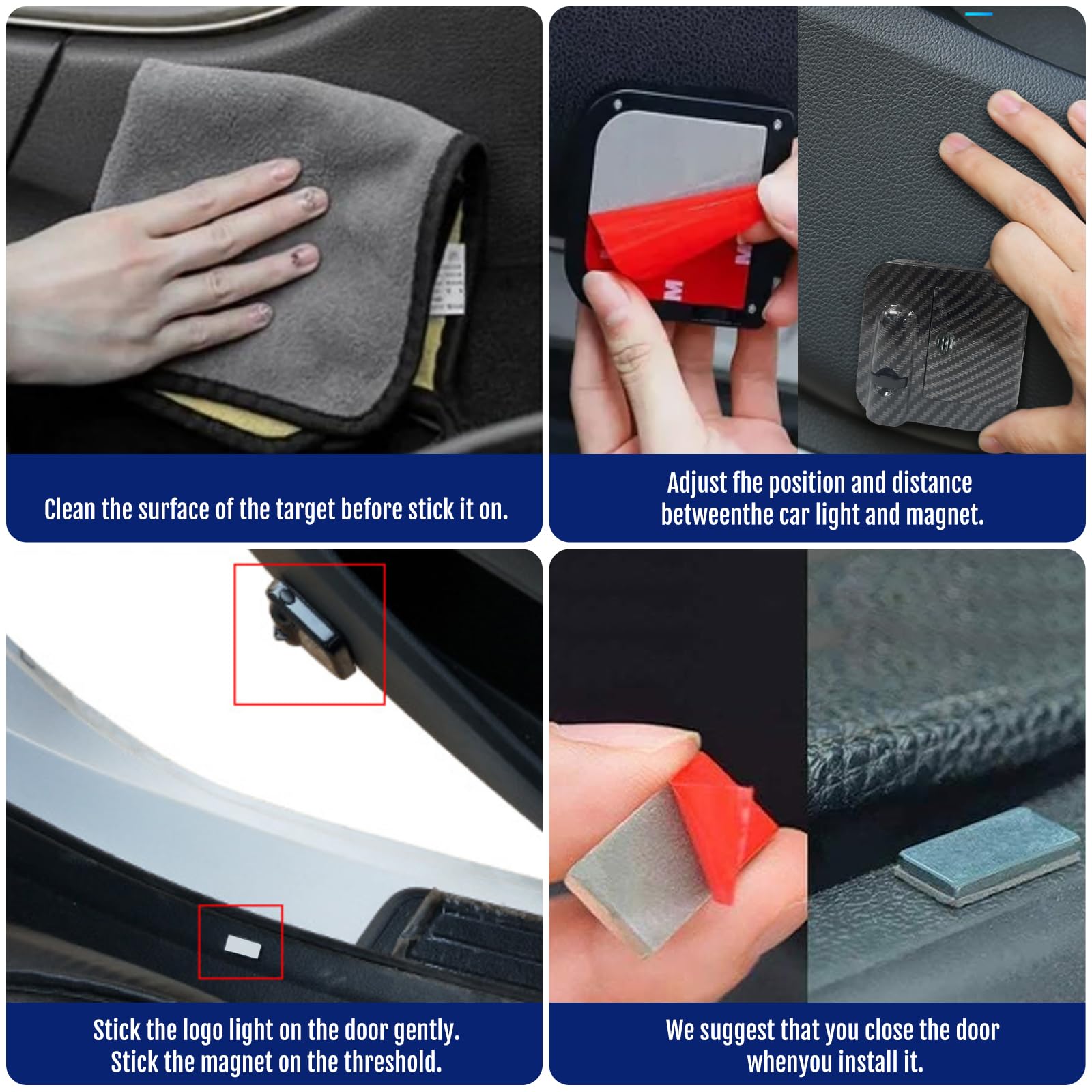 Luci Proiettori per Portiera Auto Personalizzate, Confezione da 2 Luci LED di Benvenuto Wireless con Foto e carattere Personalizzati, Proiettore Ombra Fantasma HD Universale per Tutte le Auto