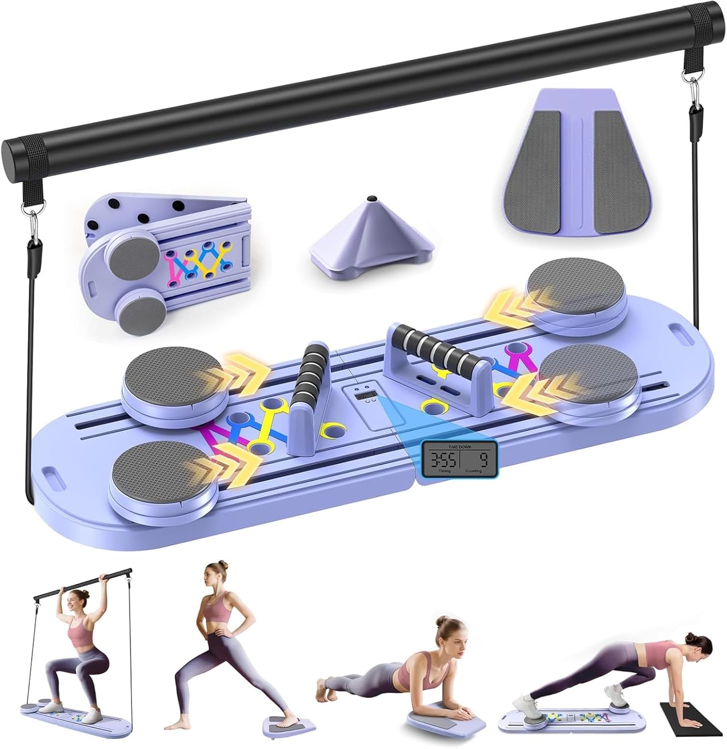 Plateau de Pilates - Ensemble de Reformer de Pilates, Plateaux de Pilates 6 en 1 pour l'entraînement à domicile, Plateaux de Pilates Reformers portables et pliables, Plateau de Pilates