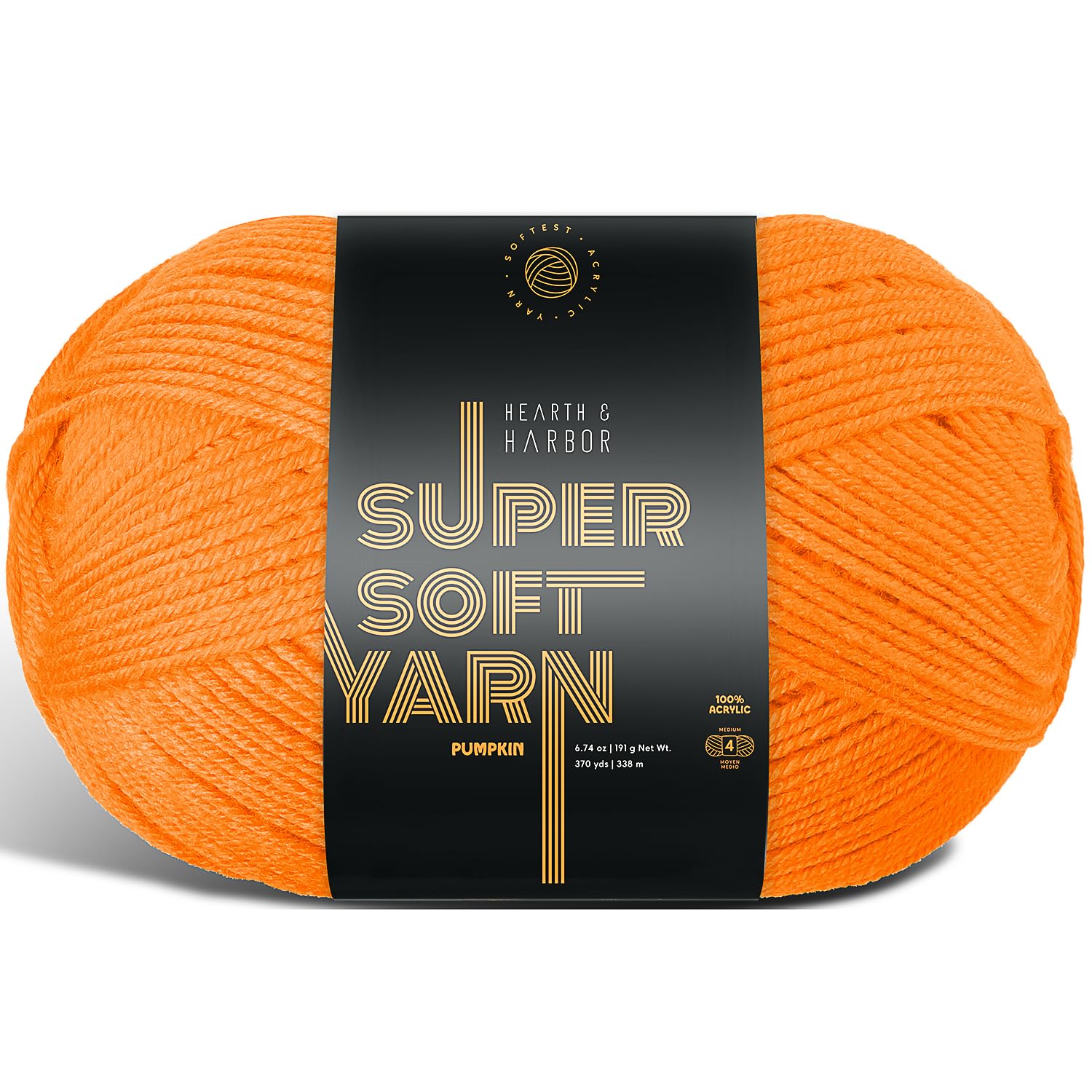 Acrylic Yarn for Crocheting &amp; Knitting – Soft Crochet Yarn for Crocheting, 370 Yards, Perfect for Crafts &amp; Amigurumi, Medium Worsted Weight 4, Pumpkin