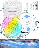 Vista 8 de Luces solares para piscina, luces LED sumergibles recargables con control remoto, IP68 impermeable con imán integrado, luz solar subacuática