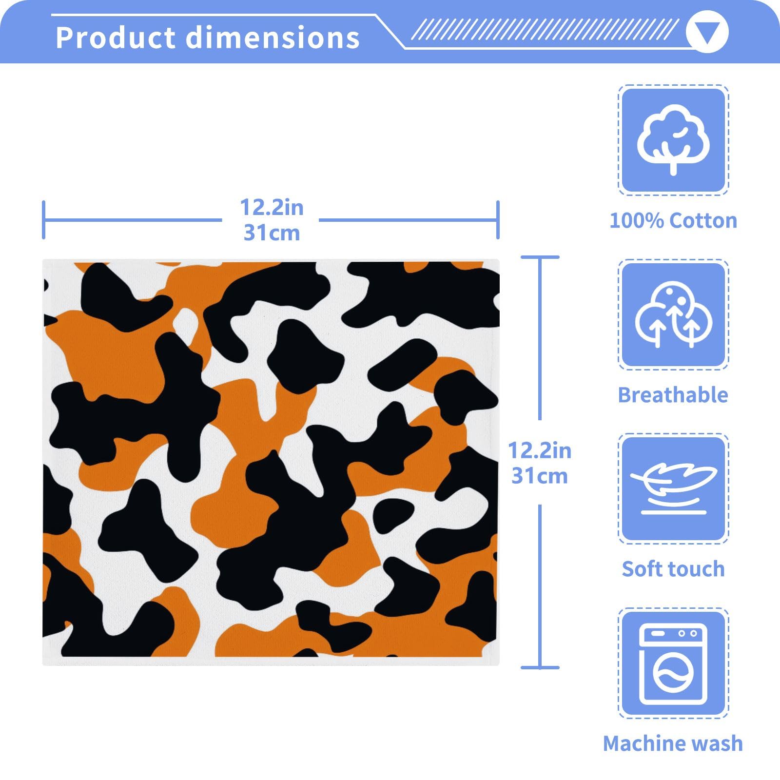 ALAZA Wash Cloth Set 100% Cotton Fingertip Towels Face Cloths Sets Calico Camouflage Highly Absorbent Soft Feel Set of 2