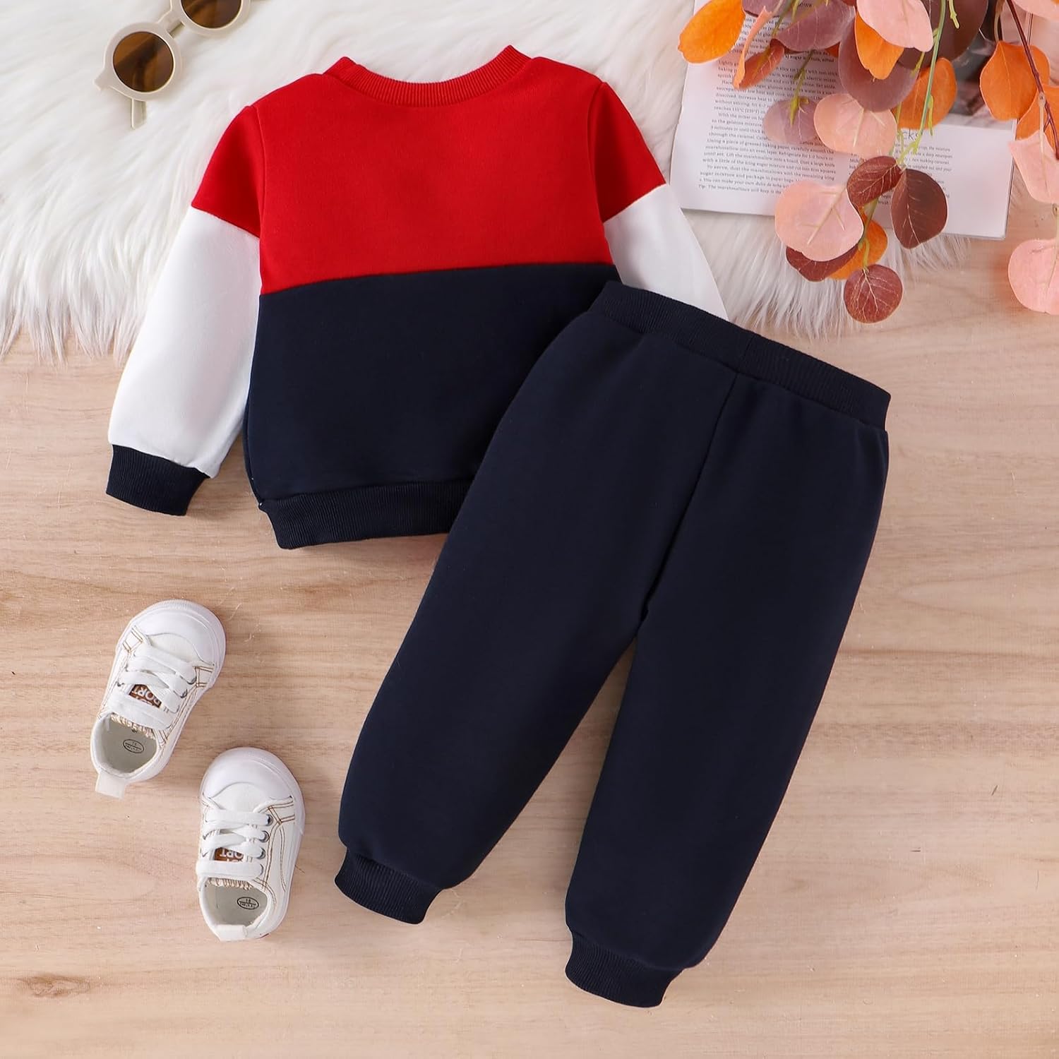 Baby Boy Clothes Toddler Fall Winter Outfits Long Sleeve Patchwork Sweatshirt Pullover Tops + Sweatpants 6 Months-3T - Image 4