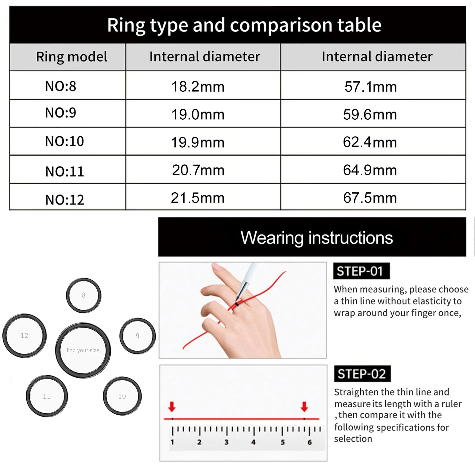 Smart Ring Touch - Bague de fitness - Pour homme et femme - Montre intelligente - Android iOS - Tracker de sommeil - Podomètre - Fréquence cardiaque - SpO2 - Étanche - Scrolling - Tracker d'activité