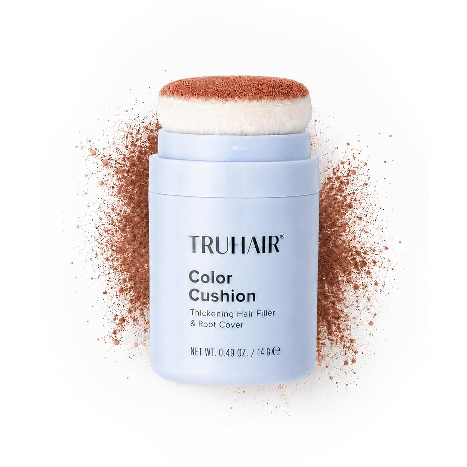 TRUHAIR Color Cushion Thickening Hair Filler & Root Cover Up Powder - Oil Absorbing Hair Fibers for Thinning Hair - Instant Volume, Gray Coverage, Root Touch Up Powder for Women & Men (Auburn)