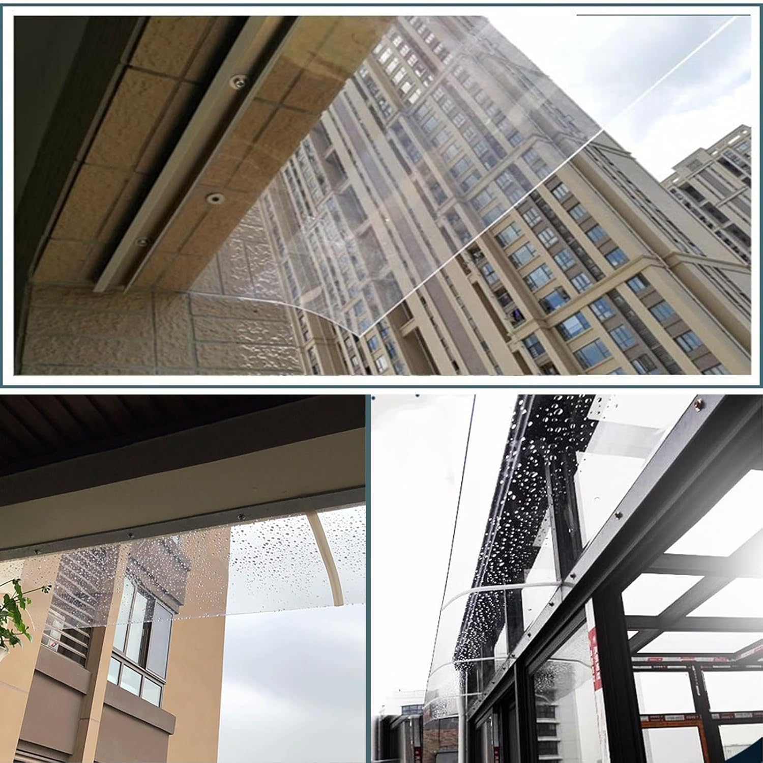 Invisible Window Awning Door Awning, Patio Awning Rain Shelter Cover,Transparent front door awning，Soundproofing Rainproof Outdoor Awning, Curved Front Door Canopy ( Size : 40*440cm/15.7*173.2in )