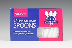 Plastic Kingsmen Spoons Box | Box of White Plastic Spoons | Pack of 24