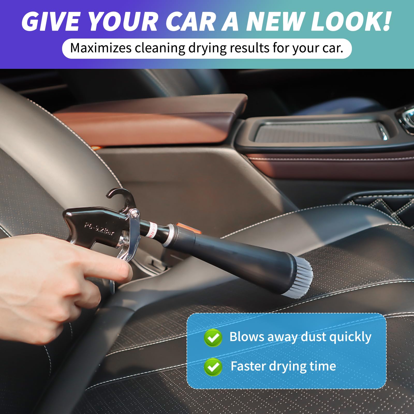 WIMEORS Tornado Car Cleaning Gun Detailing Interior Dryer Air Blow Gun,Car Detailing Kit Interior Cleaner, Car Detailing Tools for Quickly Blowing Out Dirt and DustWorking with Air