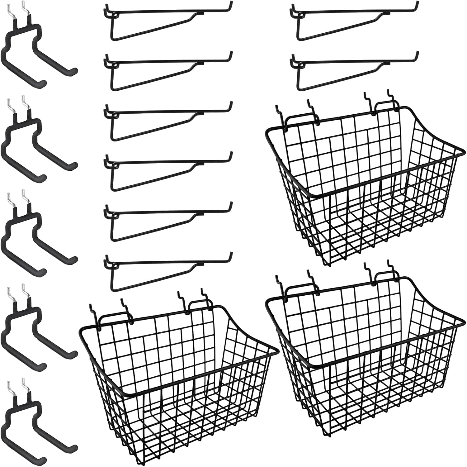 LIGHT DUST 16PC Peg Board Organizer Accessories, Pegboard Baskets Hooks and Shelf Brackets, Peg Board Accessories for Hanging Tools Fit 1/4" Peg Holes