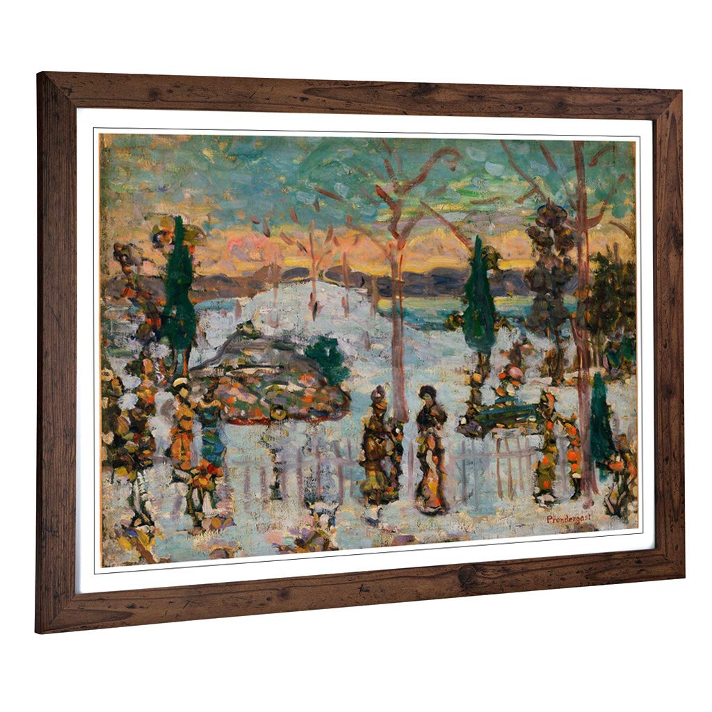Big Box Art Framed Print of Maurice Pendergrast Snow in April Design | Wall Art Picture | Home Decor for Kitchen, Living Room, Bedroom, Hallway, Walnut, A2 / 24.5x18 Inch / 62x45cm