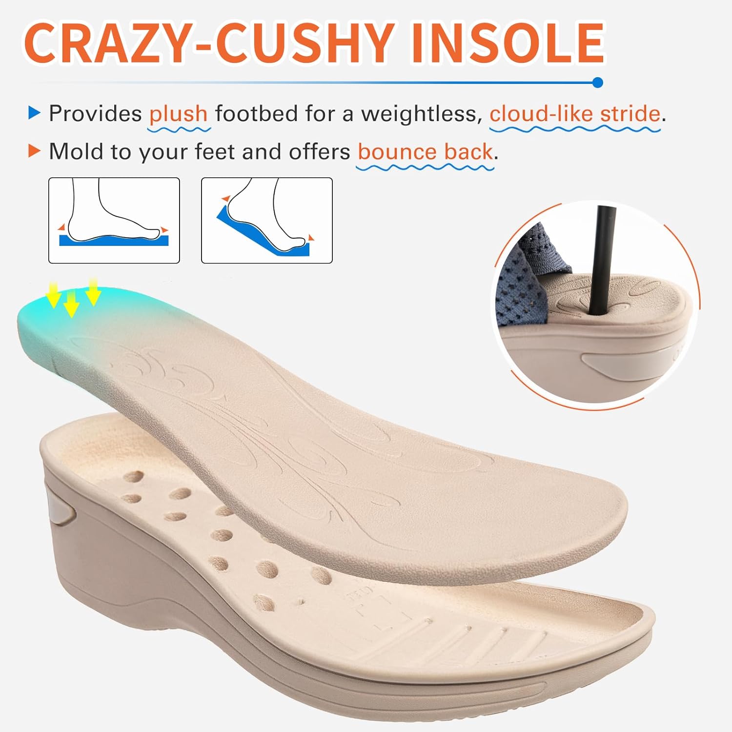 KOIMED Women's Comfortable Platform Walking Sandals With Memory Foam Open Toe Lightweight Breathable Soft Mesh Washable For Summer Travel Casual Beach Outdoor Sport - Image 4