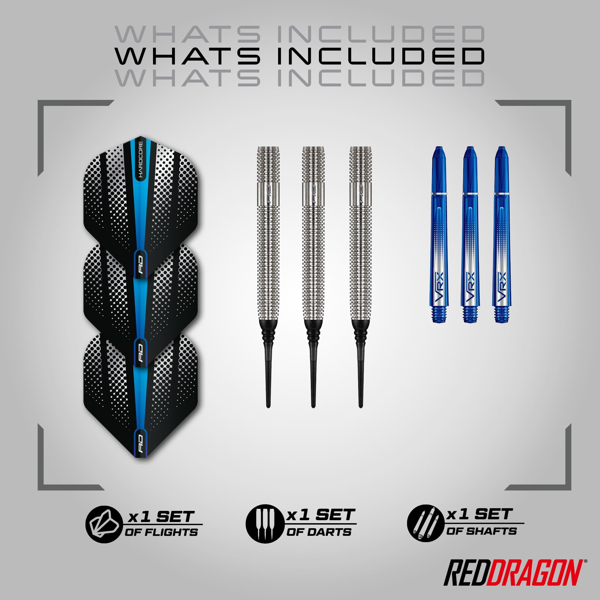 RED DRAGON Darts – Defenders - 85% Professionelles Wolfram Dartpfeile mit Dartflügel und Dart-Schaft (Stängel) - Erhältlich in Triton Soft Tip 19g Barrel / 21g Volles Gewicht und Steel Tip 22g & 24g