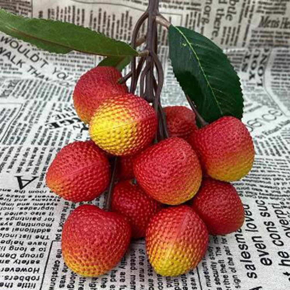 Litchi Artificiel Réaliste Pour Décoration Intérieure - Lot De Faux Fruits élégants - Accessoire Cuisine, Photo, Décoration Naturelle