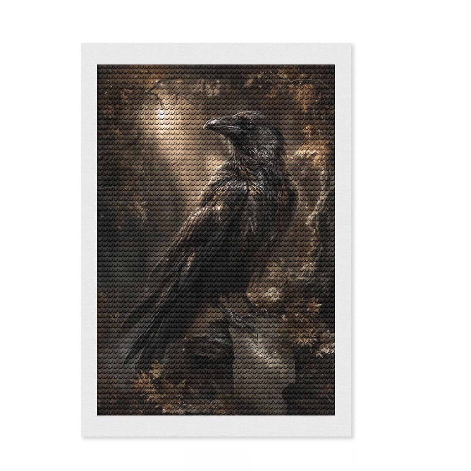 Junmoney Raven's Gaze -4 DIY Diamond Art Canvas Kit 8"x12", Printed Canvas, Decorate Your Room, Vintage Style Decor, Christmas Gift