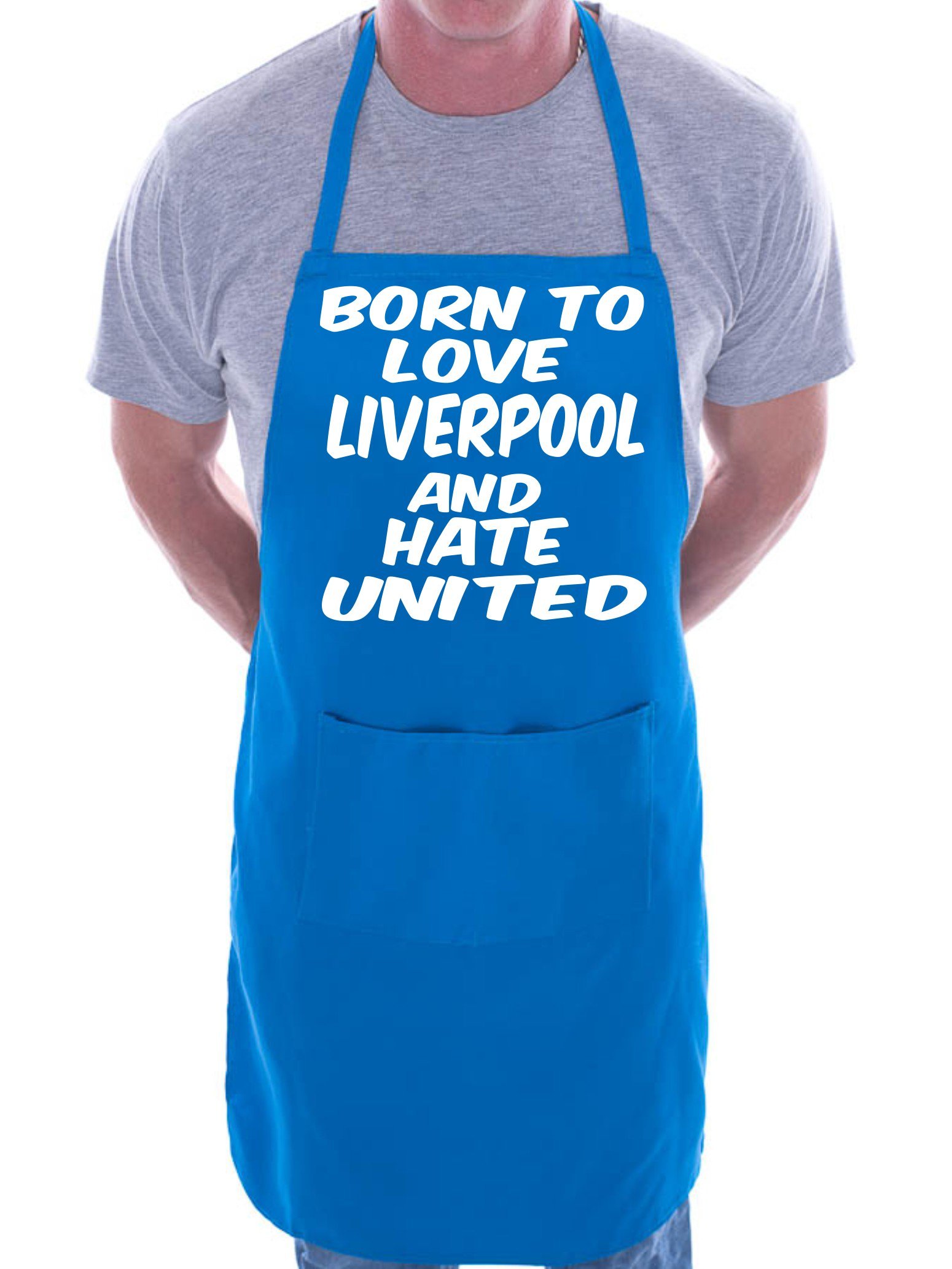 Print4U Love Liverpool Hate Man Utd Football BBQ Cooking Funny Novelty Apron Blue