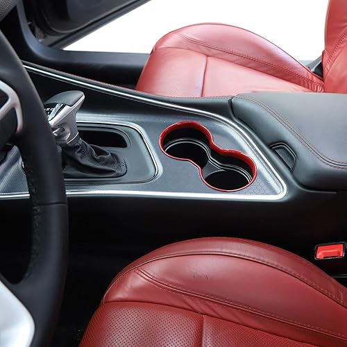 Miniatura 6 de JeCar Cubierta delantera de ABS para portavasos delantero, accesorios interiores para Dodge Challenger 2015-2020, color rojo