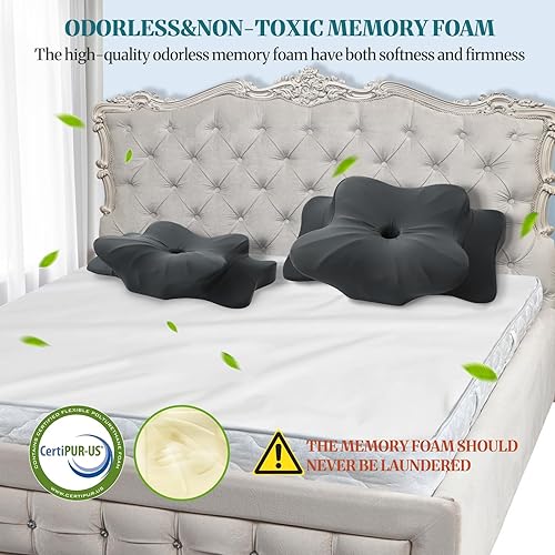 Miniatura 7 de Almohada cervical cervical para aliviar el dolor de cuello  Almohada cervical de espuma viscoelástica, almohada ortopédica de apoyo para el cuello,