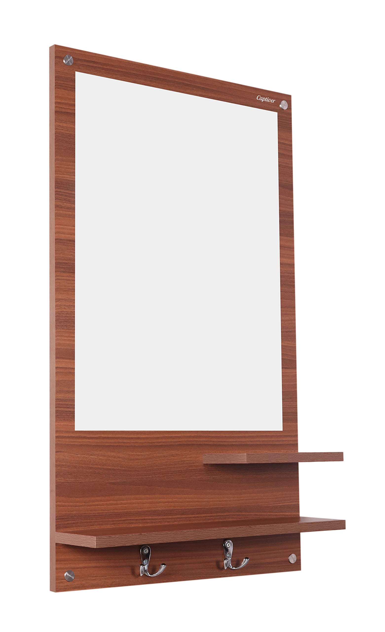 Captiver Cabinet Engineered Wood Wall Mounted Dressing Table with 2 Storage Shelf Racks Stands (54x14x91 cm,Teak) Office Home Bar Bedroom Living Room Bathroom Stylish Make Up Organisers 3