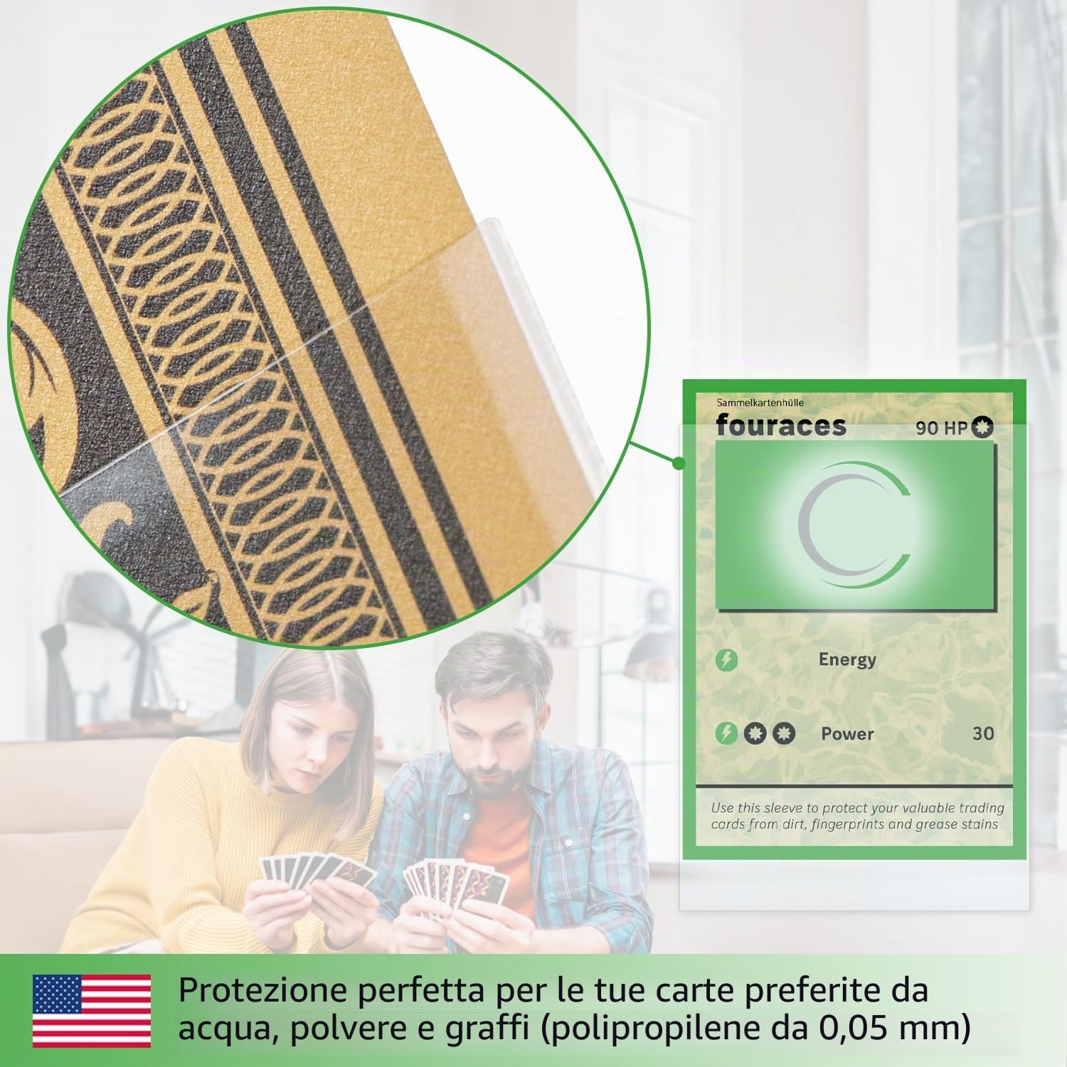 fouraces bustine protettive, 300 pezzi, 90 x 66 mm, per carte pokemon, magic the gathering, ultra slim, sleeves, per carte da gioco