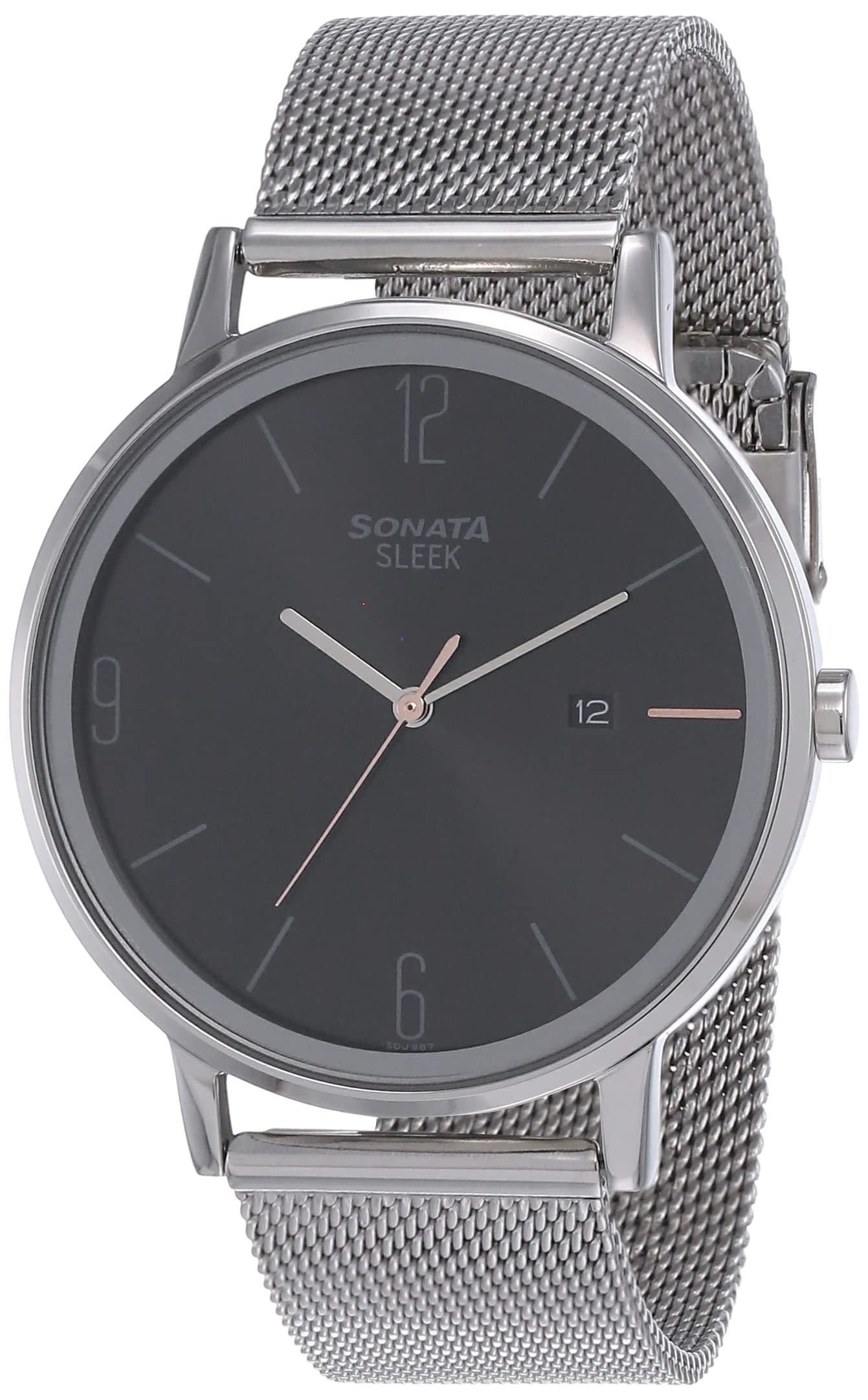 Sonata Sleek Analog Black Dial Men's Watch-NN7131SM02/NP7131SM02 (Black Silver)