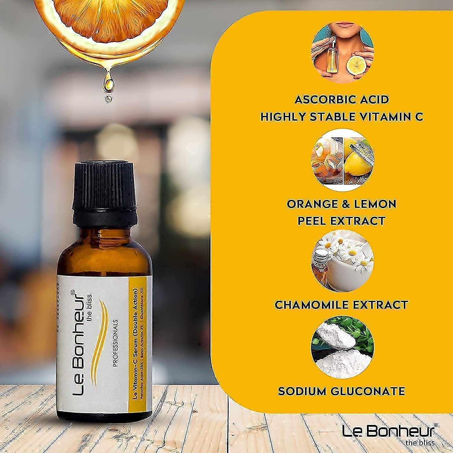 Le Bonheur Vitamin C Serum | Skin Glowing | Protect Skin Damage | Moisturize & Nourishes Skin | Men & Women 30 ml