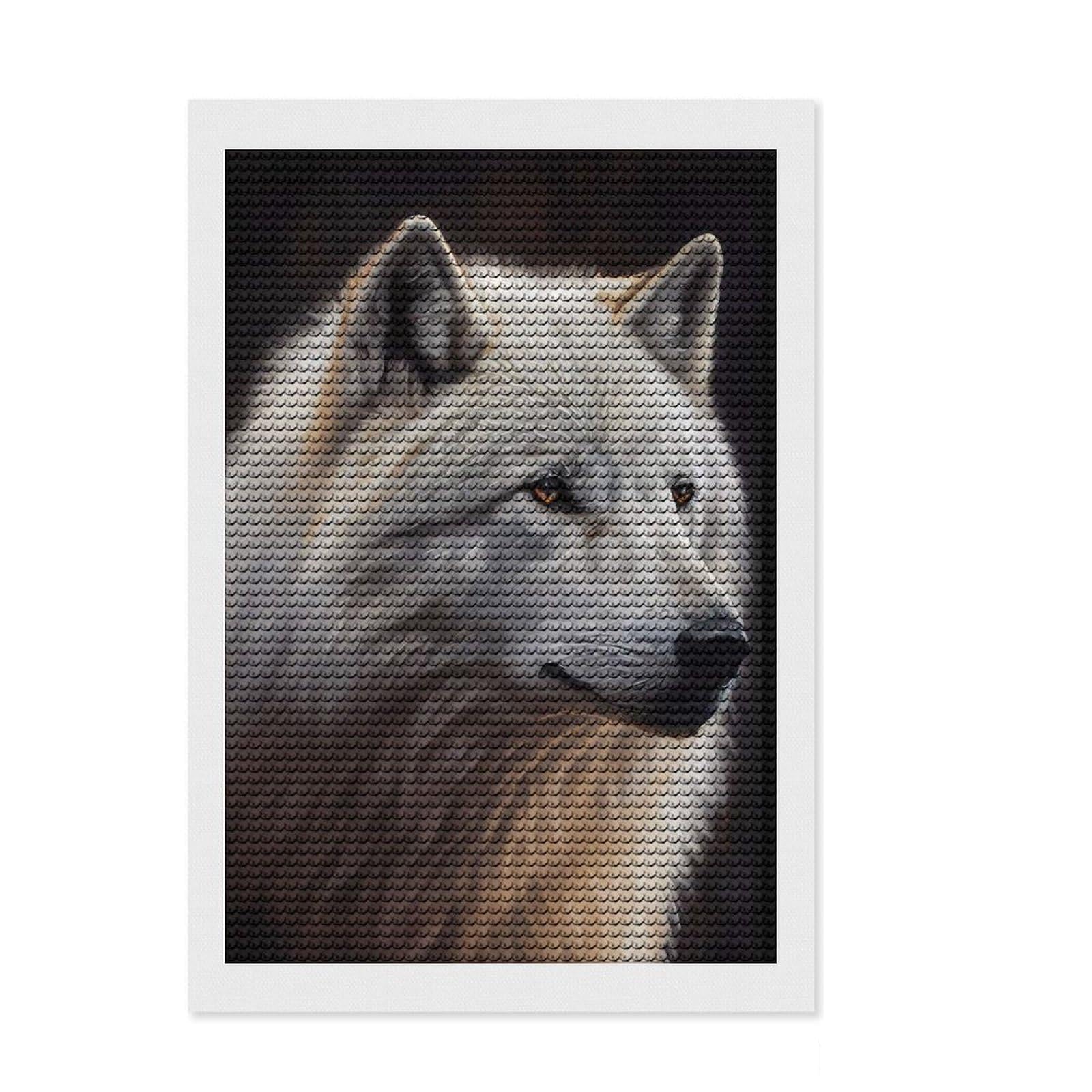 Junmoney Arctic Wolf Round Drill Diamond Painting 8"x12", Relaxing DIY Hobby, Sparkling Round Gems, Modern Decor, for Adults