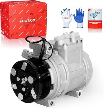 PHOBOOS A/C Compressor with Clutch Compatible with Honda CR-V 2002 2003 2004 2005 2006, 2.4L. Without heating switch [Only fits for Compressor type 10PA15C], Ref. CO-10663AC, 58881