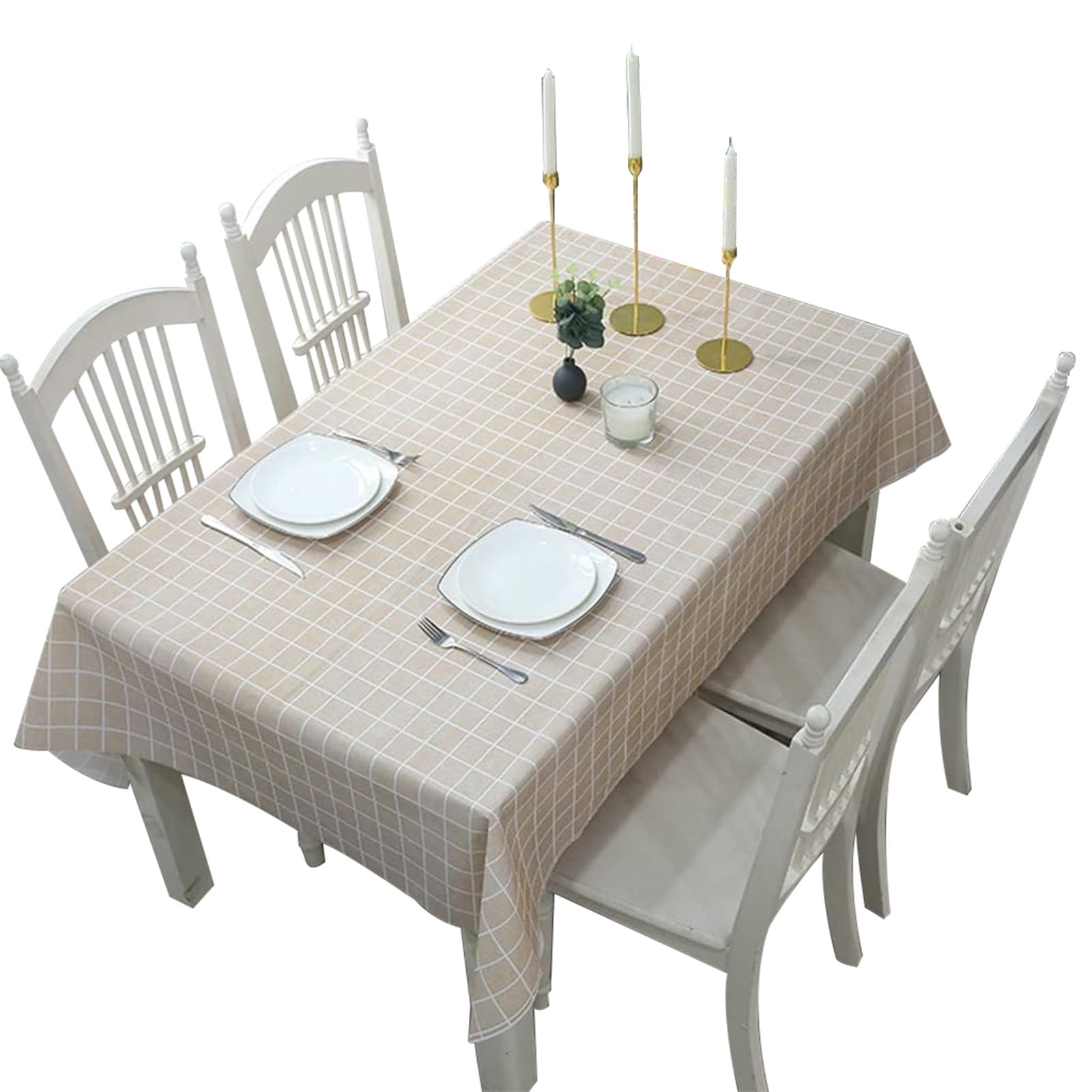 1pcs137*180cm Coffee Checkered PVC Table Cloth Party Wipeable Tablecloths Rectangular