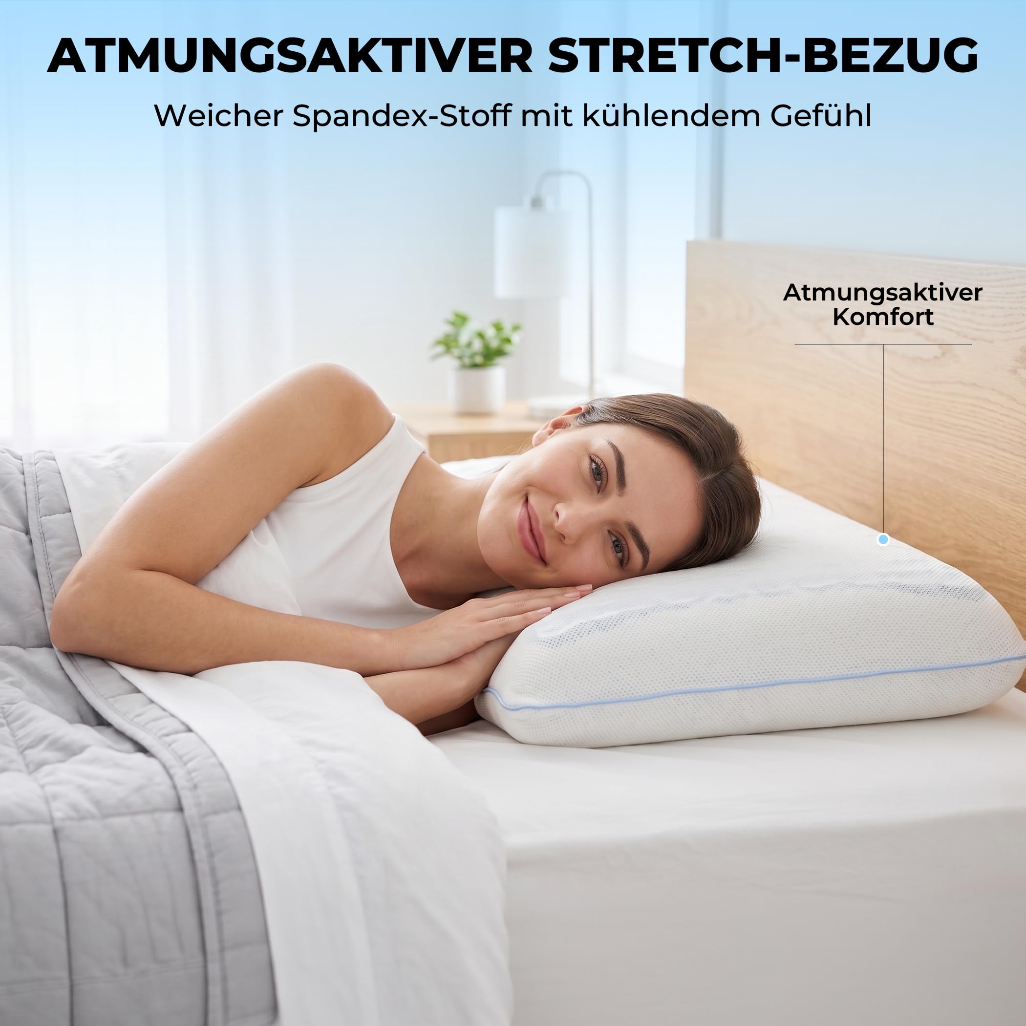 Sleep Comfy Gel-X Almohada 60 x 40 x 16 cm, almohada de espuma viscoelástica con gel refrescante, almohada ergonómica para el cuello, almohada transpirable con funda de jersey lavable, para dormir de