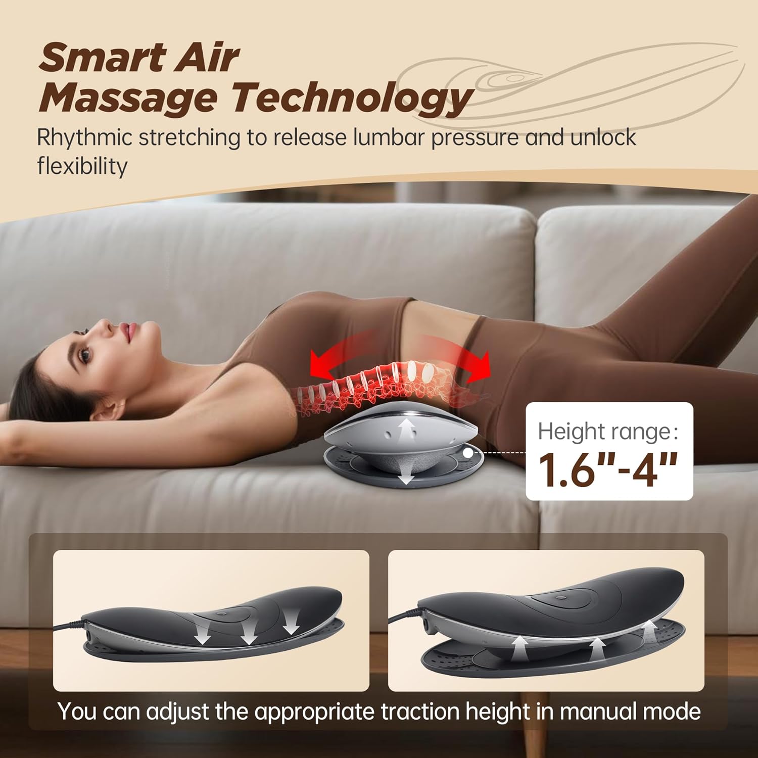 Electric Lumbar Traction Device, Back Traction with Dynamic Airbag Traction, 3-Level Heat, and Vibration Massage for Lower Back Pain Relief, Office & Home Use - Image 4