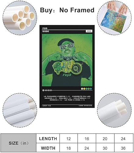 Miniatura 2 de DAXXIN Feid -Sixdo - Póster de lienzo decorativo para pared, sala de estar, dormitorio, decoración, regalo, sin marco, 20 x 30 pulgadas (19.7 x 29.5