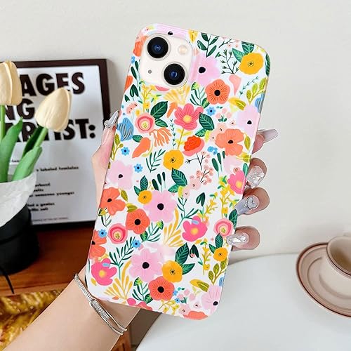 Miniatura 3 de J.west Funda compatible con iPhone 14, suave, a prueba de golpes, bonita funda protectora floral para mujer, diseño de patrón de flores de jardín,