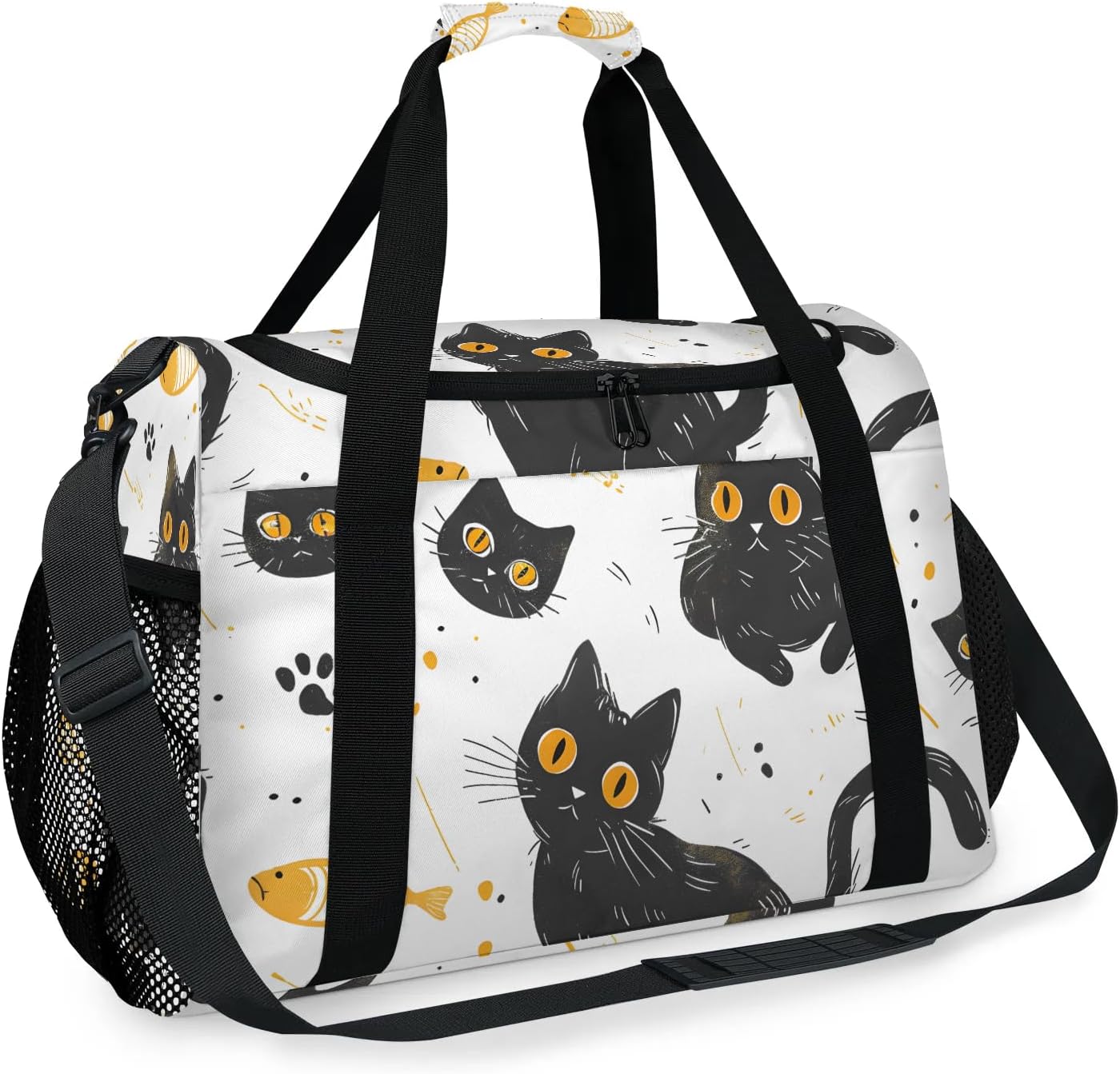39L Duffle Bag for Travel Carry on Bag for Men Women Foldable Sport Gym Tote Bag Waterproof Overnight Weekender Bag with Side Pocket Cats