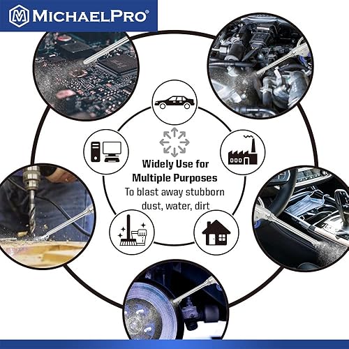 Miniatura 2 de MichaelPro MP019004 Pistola de aire de 2 vías | Removedor de escombros de alta presión, boquilla extra larga para espacios estrechos y difíciles de