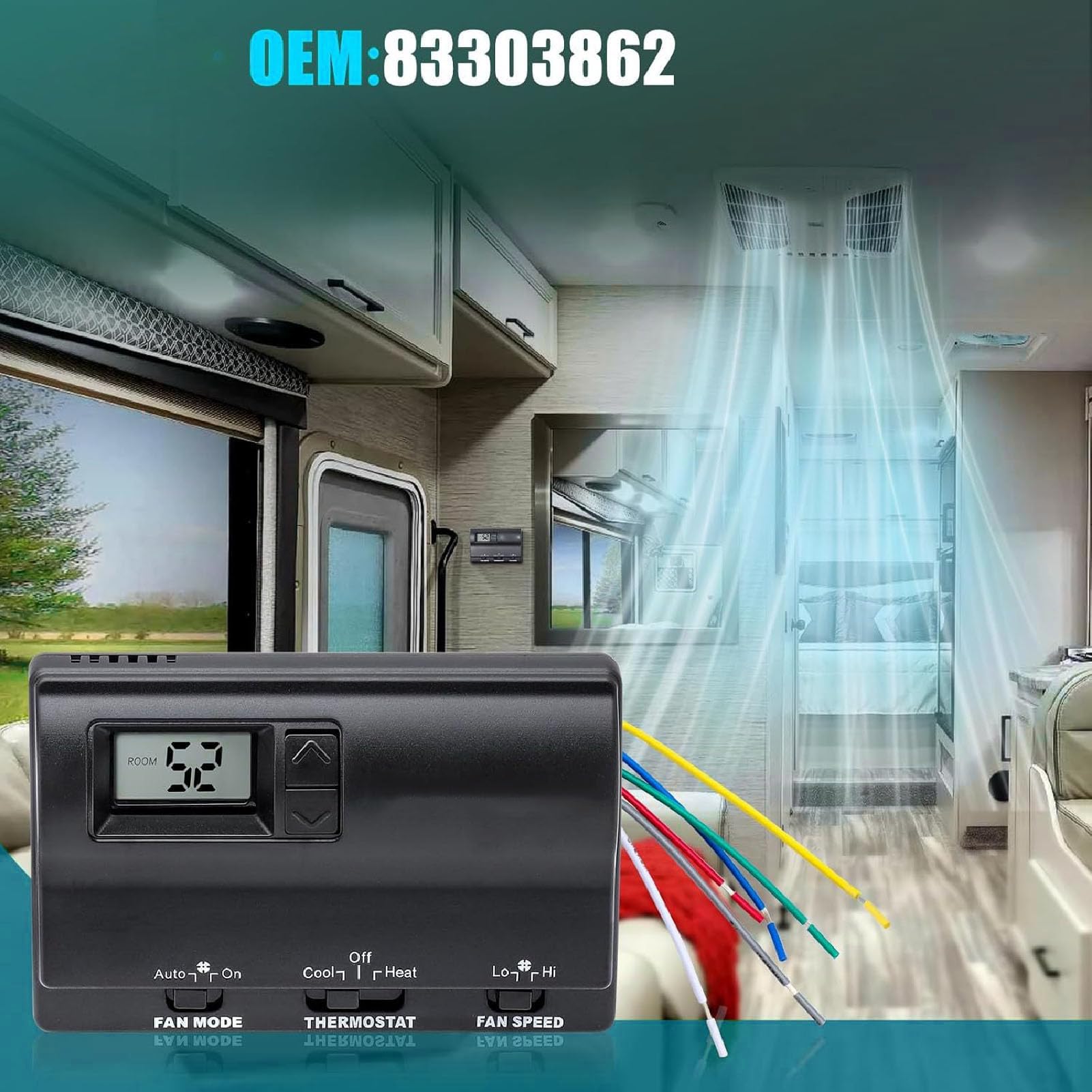 Termostato Digitale per, Installazione Semplice Termostato Digitale per Controllo Preciso della Temperatura per, Controllo HVAC per con Cavi Codificati a Colori per Serie Mach 8330