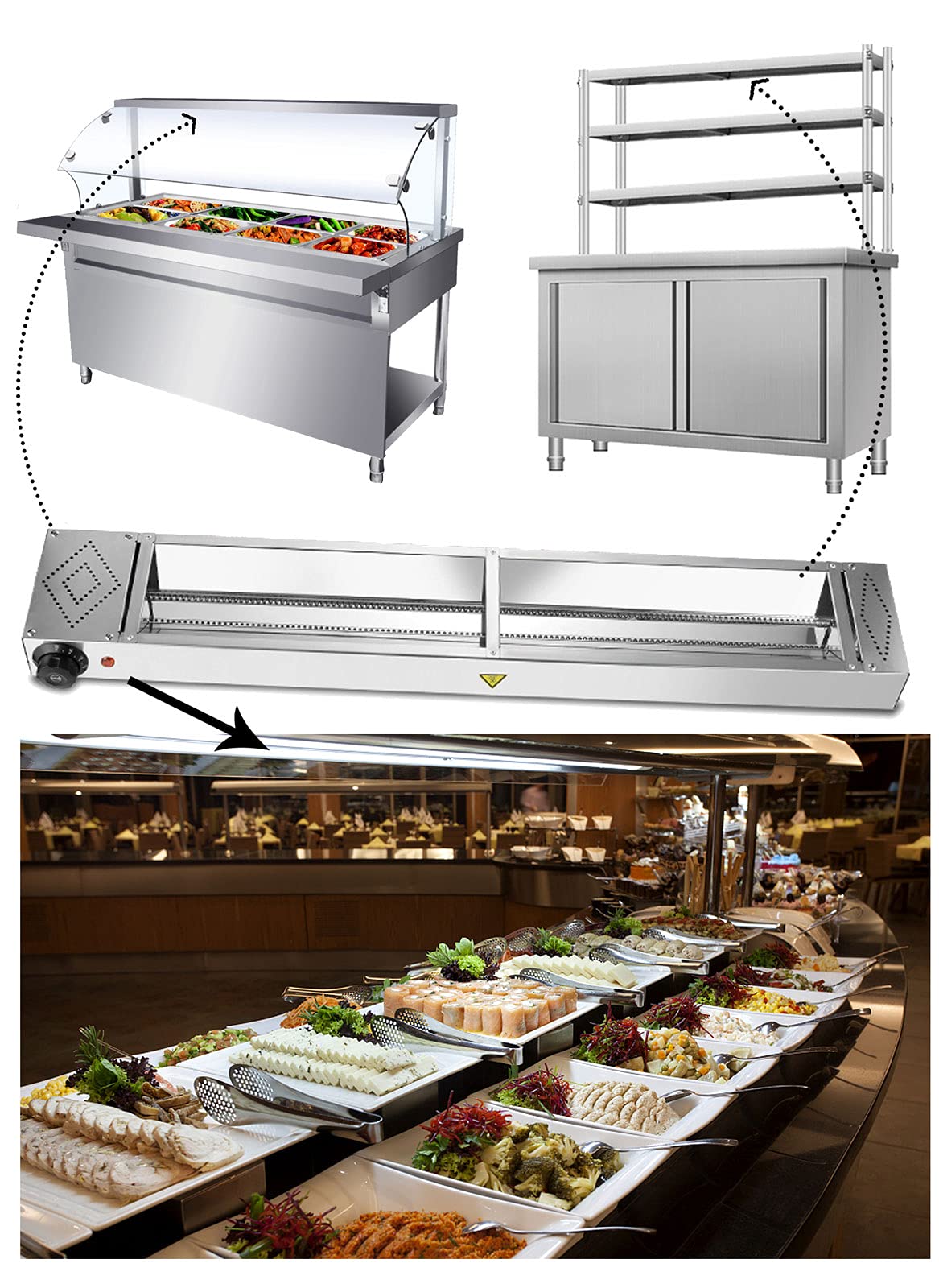 Lámpara de Calentamiento de Alimentos, ​Comercial Calentador de Comida Colgante para Restaurante Buffet para Mantenga Alimentos Caliente, Calentadores de Comida y de Platos