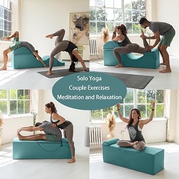 Ergonomically designed yoga sofa chair, removable and washable fabric cover, plush material, and high-resilience foam, ideal for exercise, stretching, relaxation, and meditation Blue