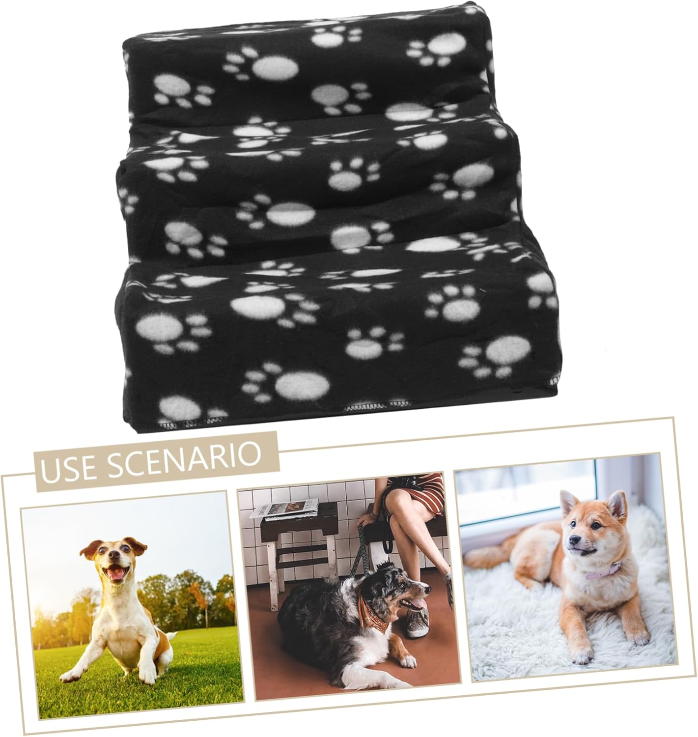 DECHOUS Portable Non Slip Pet Stair Ladder for Dogs and Cats Indoor Ramp with Sturdy Design Easy Access Steps for Sofa Bed Car Climbing Print Pattern