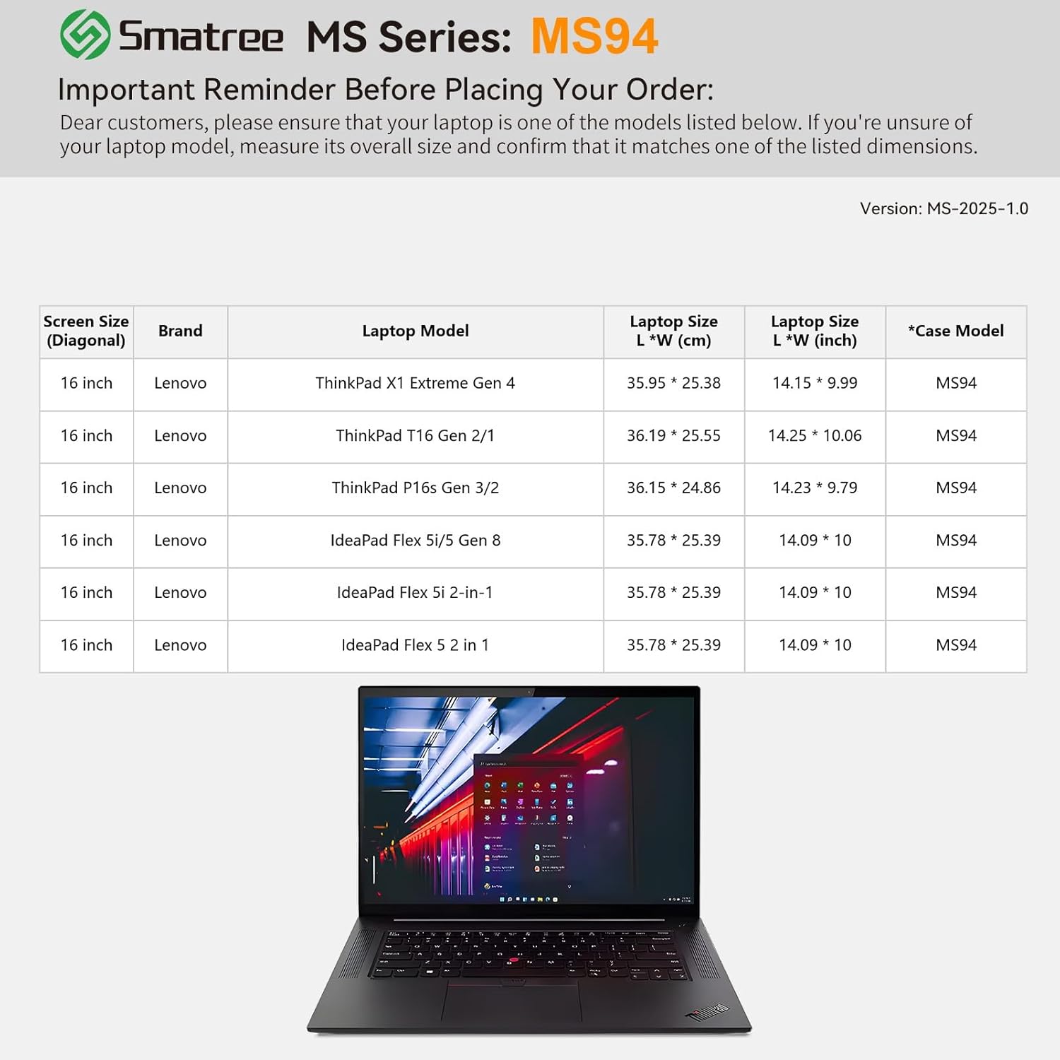 Smatree MS94 Hard EVA Protective Sleeve with Stand Compatible for 16 inch Lenovo ThinkPad P16 Gen 3/ T16g Gen 3/L16 Gen 1/T16 Gen2/1, for ThinkPad X1 Extreme Gen4/ThinkPad P16s Gen 3/2