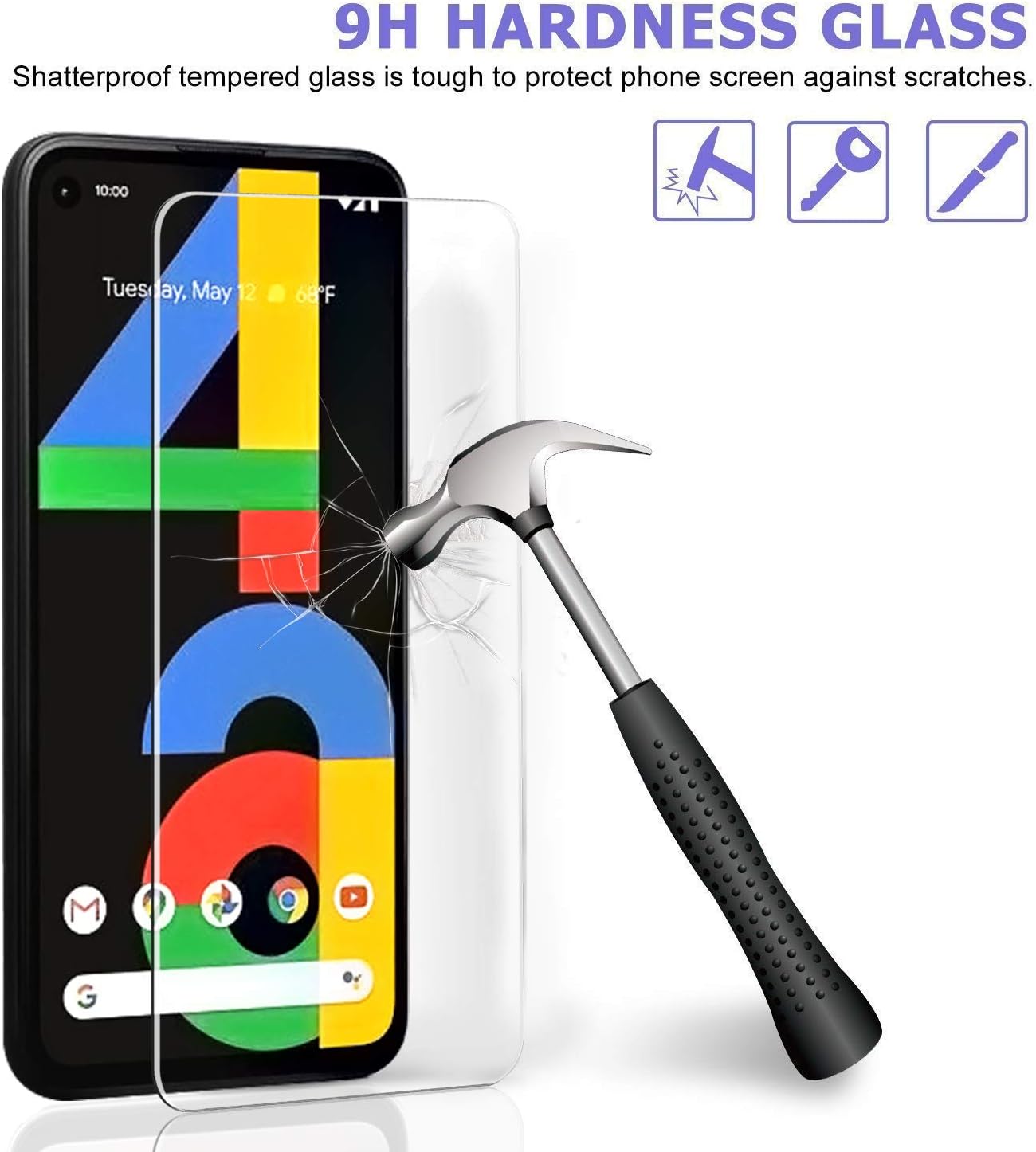 Ferilinso [3 Pack] Compatible with Google Pixel 4A 4G [NOT Fit For 5G Edition] Screen Protector [Super Coverage], Tempered Glass Case Friendly Touch Accurate Easy Installation Bubble Free