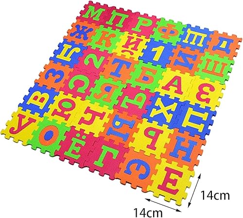 Miniatura 9 de Juego de 36 tapetes de espuma EVA para el suelo, alfabeto ruso, colorido, grueso, reutilizable, rompecabezas para balcón, jardín de infantes,