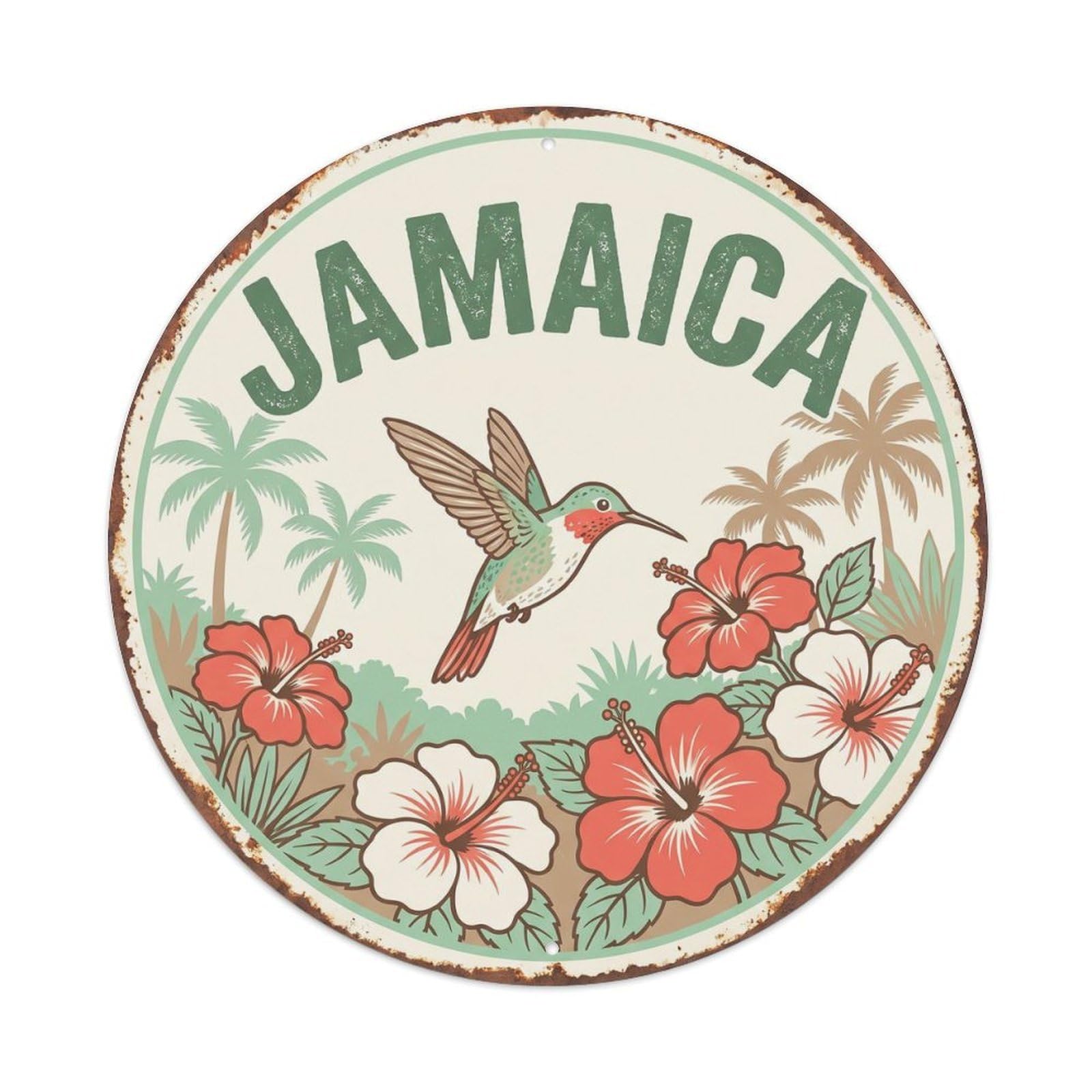 Jamaica Hummingbird Tropical Garden Metal Tin Sign